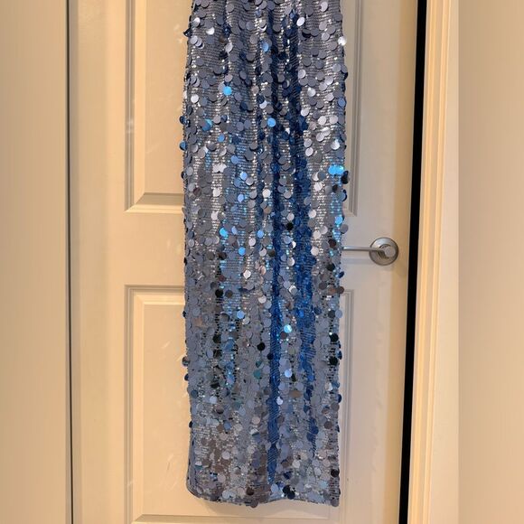 NWOT BRONX AND BANCO Allegra Ocean Blue Sequin Maxi Dress - Picture 9 of 16